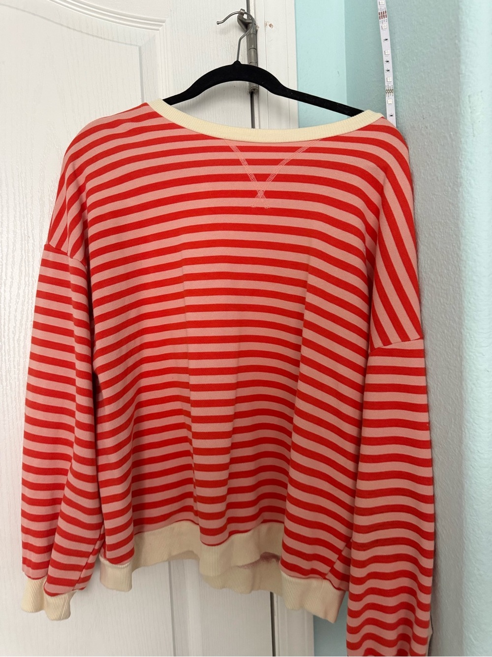 Amazon Red and Cream Striped Women's Sweater